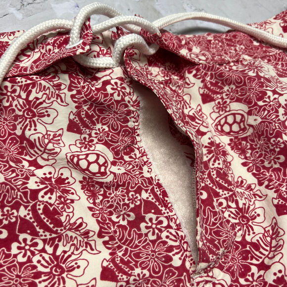 Tailorbyrd Red Sea Turtles Swim Trunks SIZE L Floral Board Shorts Liner Pockets - Picture 8 of 12